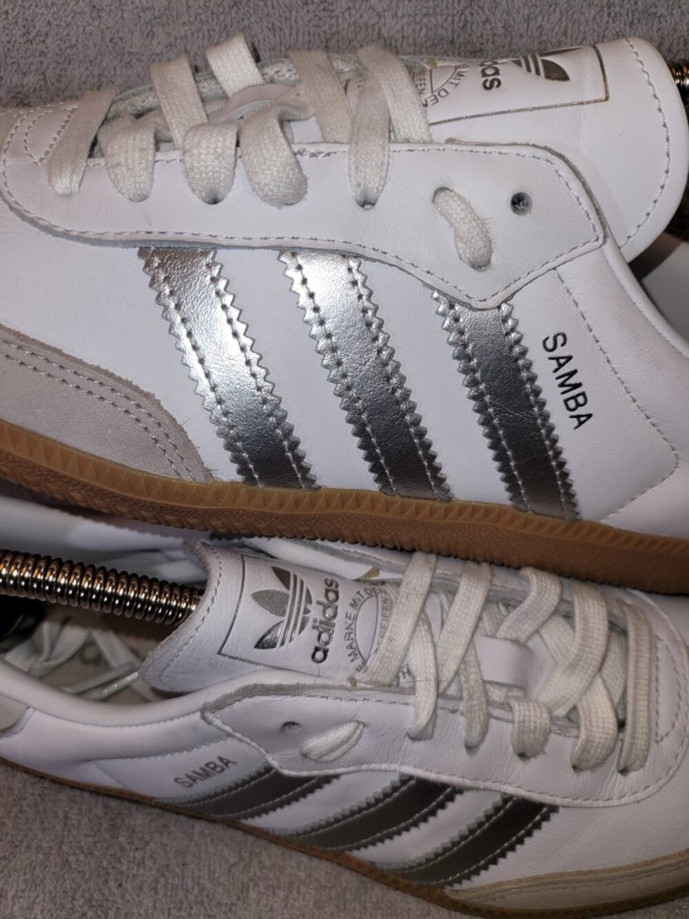 Adidas Samba OG Women's Size 9 White Silver Tan Gum Sole Sneakers JI2725 (#2443) - Picture 10 of 16